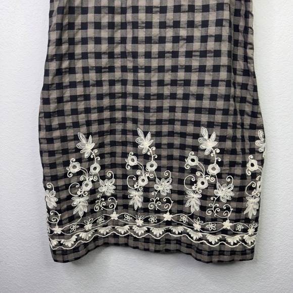 Uncle Frank Dress S Gray White Gingham Embroidered Off Shoulder Cottage Vacation - Picture 6 of 10